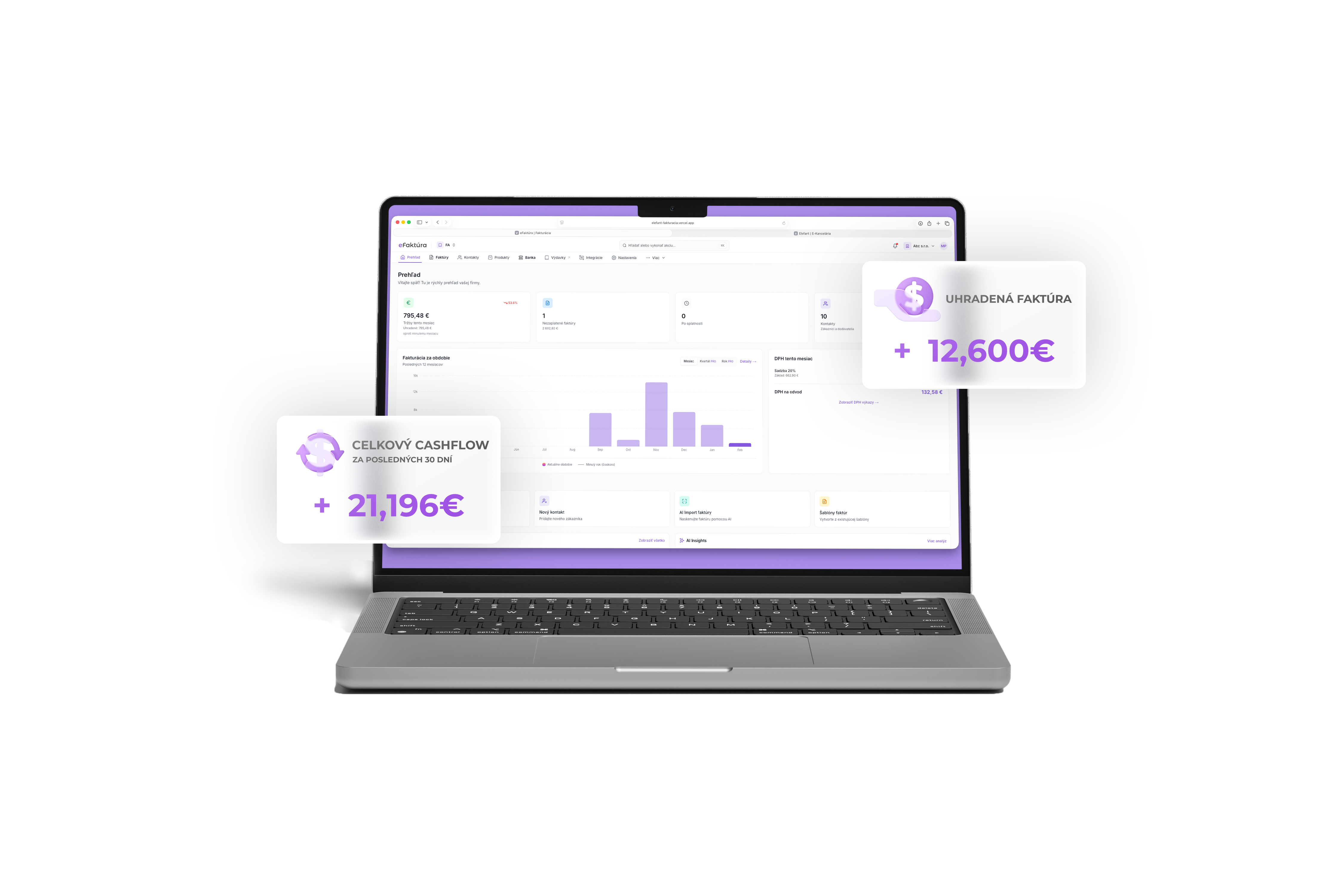 eFaktúra systém na notebooku